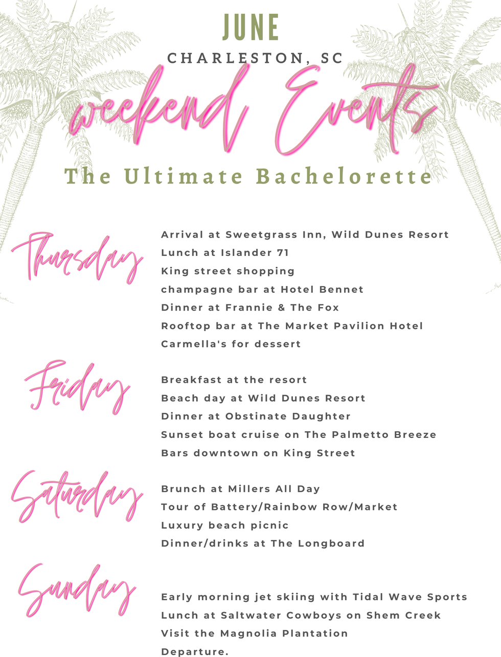 weekend - ultimate bachelorette guide: June